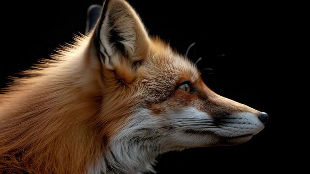 fox on a black background