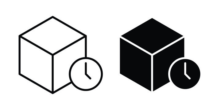 Delivery time icon logo line black symbols collections.