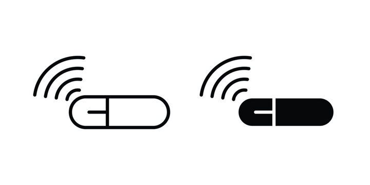 Dog microchip icon logo line black symbols collections.