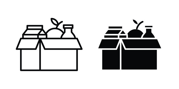Food donation icon logo line black symbols collections.