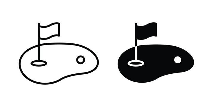 Golf yard icon logo line black symbols collections.