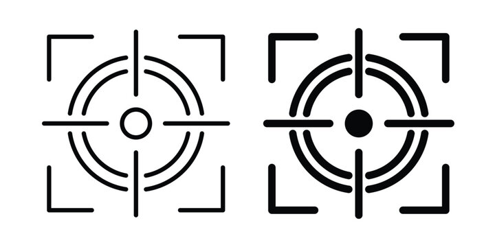 Gun target icon logo line black symbols collections.
