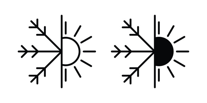 Hot and cold icon logo line black symbols collections.
