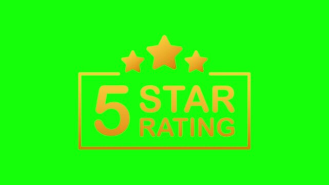 Five Star Rating Gold Badge on Vibrant Green Background for Business Success
