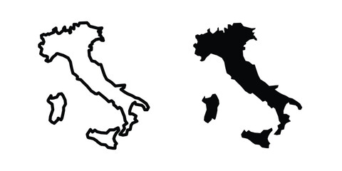 Italy map icon logo line black symbols collections. © ramsey