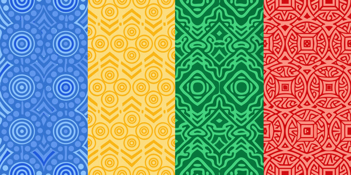 quad color geometric pattern strips composition four vertical panels