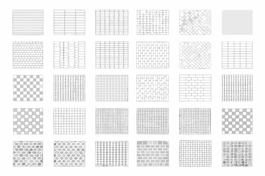 pattern collection with various textures and grid arrangements on white background
