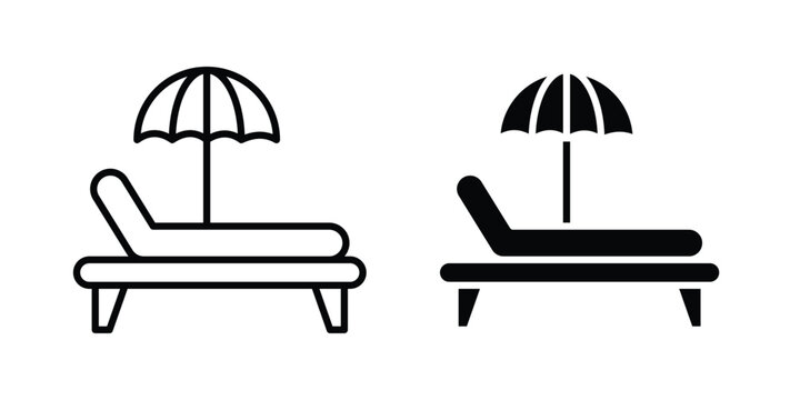 Pool chair icon logo line black symbols collections.
