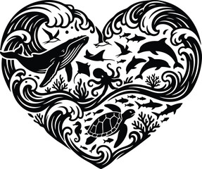 Obraz premium World Ocean Day Marine Life Vector Illustration for Ocean Conservation, World Ocean Day , World Ocean Day 2026, Ocean