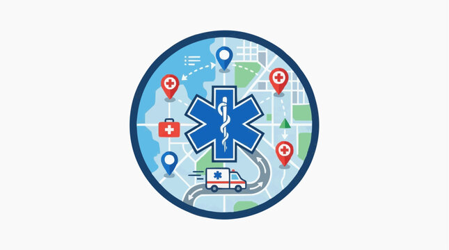 Emergency Medical Services: A symbol of rapid response and care, this emblem showcases a network of emergency services with an ambulance.