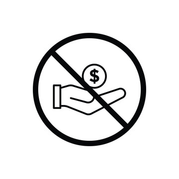 No dollar sign isolated on white background in stroke line style