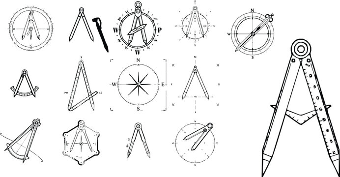 Drafting Compass Drawing Tool Outline