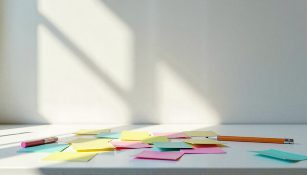 ADHD attention deficit hyperactivity disorder scattered sticky notes reminder concept on white background with copy space