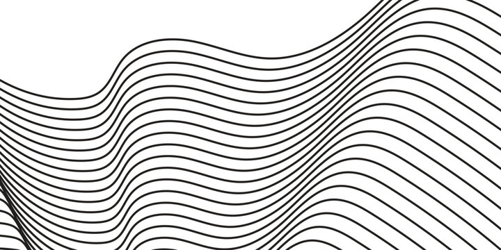 Abstract flowing black wavy lines create a dynamic and modern graphic design background with a sense of movement and depth