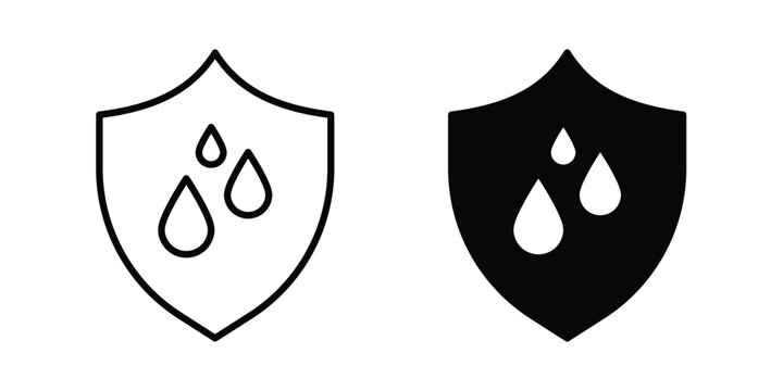 Water resistant icon logo line black symbols collections.