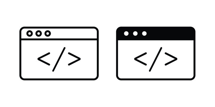 Web Code icon logo line black symbols collections.