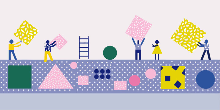 abstract geometric shapes and figures collaborative composition illustration