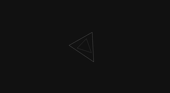 Minimalist geometric triangle animation rotating on dark animation
