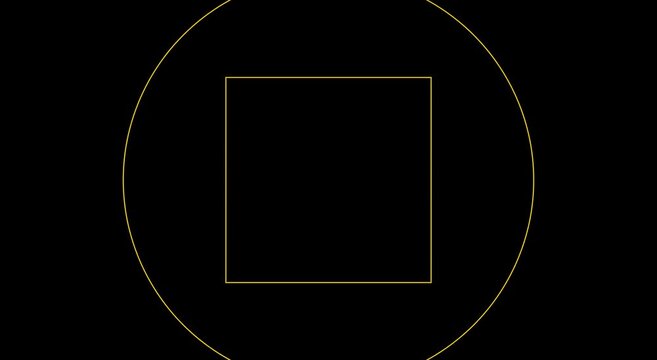 Minimalist gold geometric circle and square motion animation background