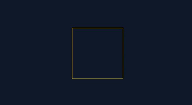 Minimalist gold square frame animated overlay on dark navy animation