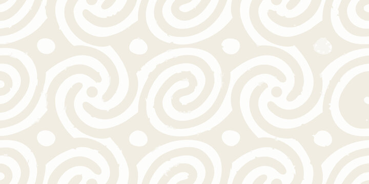 seamless pattern of swirling lines and circles minimalist beige background