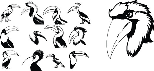 Hornbill Outline Large Curved Beak Icon © PRO_ED