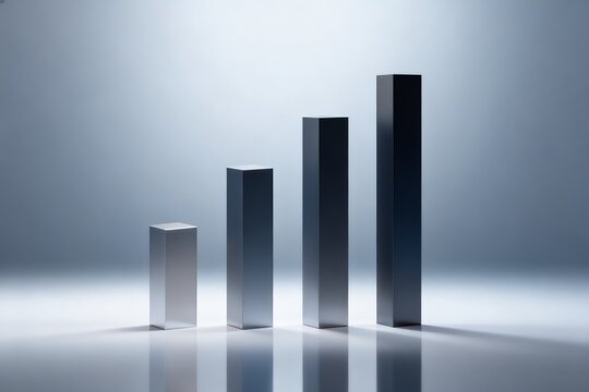 Abstract Bar Chart on Reflective Surface