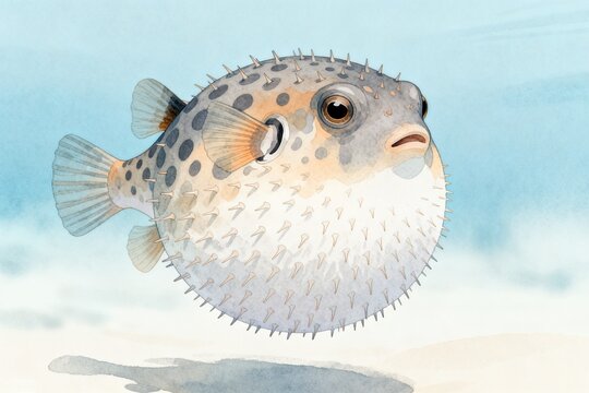 Pufferfish with Spikes in Water
