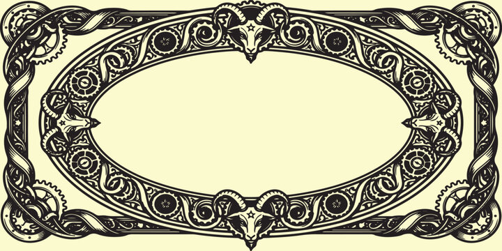 Ornate antique gold frame featuring a vintage Victorian design with floral patterns and baroque scrolls for an elegant decorative border illustration
