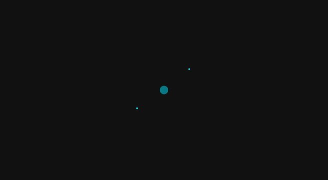 Minimalist loading spinner animation with rotating cyan dots on animation