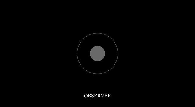 Minimalist observer animation with pulsing circular motion animation