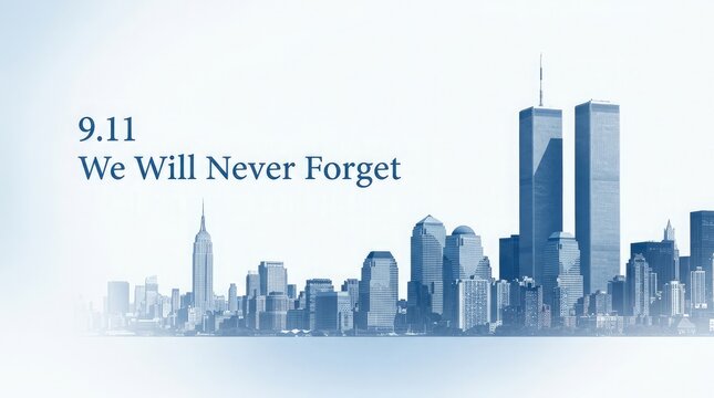 Patriot day remembrance 9 11 memorial skyline with twin towers and new york city
