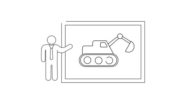 Construction Excavator Presentation Icon.