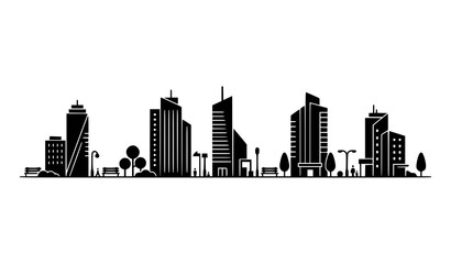 Obraz premium Minimal Urban Cityscape Silhouette Vector Abstract Architecture Illustration