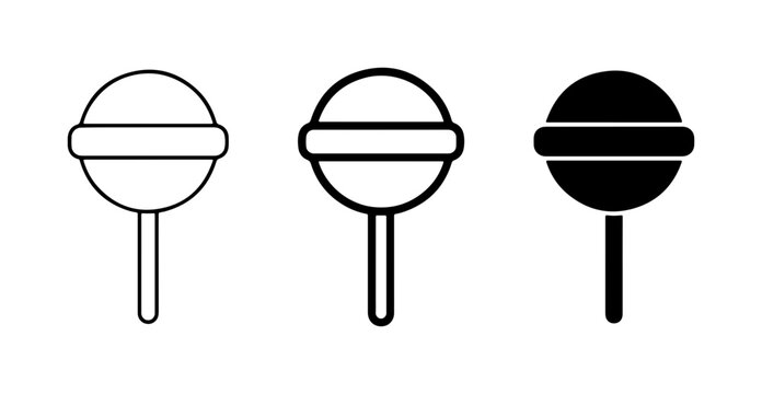 Simple Lollipop Icons, Sweet Candy Vector Graphics, Round Swirl Treat Illustrations, Delicious Dessert Symbols for Food Design