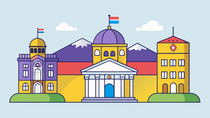 Colorful buildings, cityscape, illustration, landmarks, architecture © Adobe