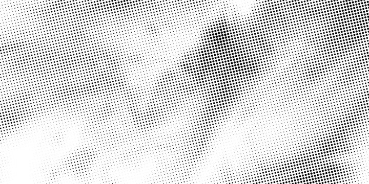 Black polka dots seamless pattern on white background. Halftone minimalist abstract wall in diagonal lines.