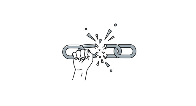 Hand Breaking Free from Chain Link.