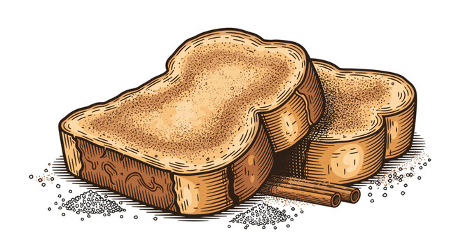 A stack of sliced bread on a white surface with cinnamon