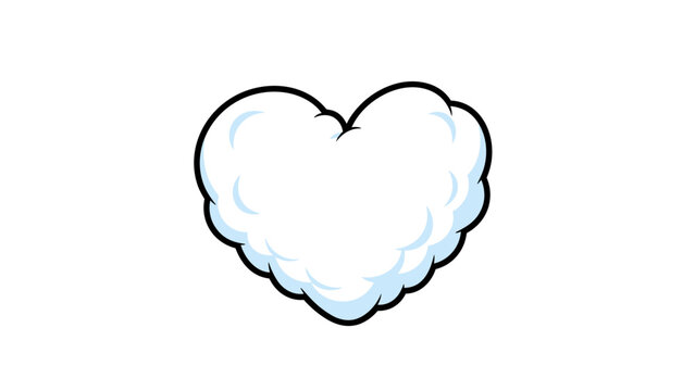 Cute heart shaped cloud icon with soft blue shading