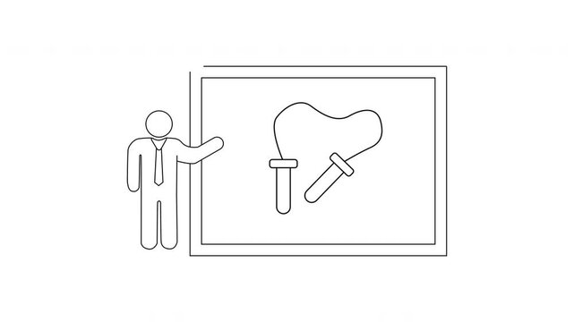 Man presenting a whiteboard with a drawing of a jump rope.