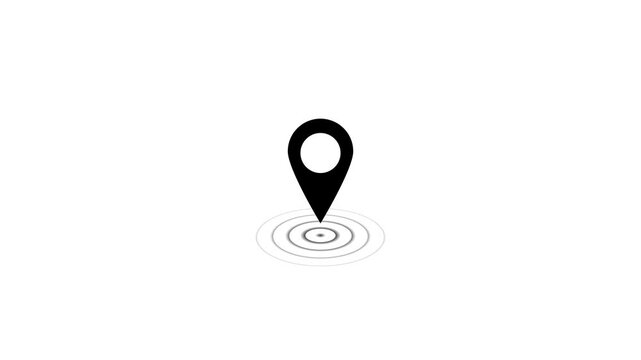 Animated map location pin with pulsing radar signal effect for navigation and gps tracking ui