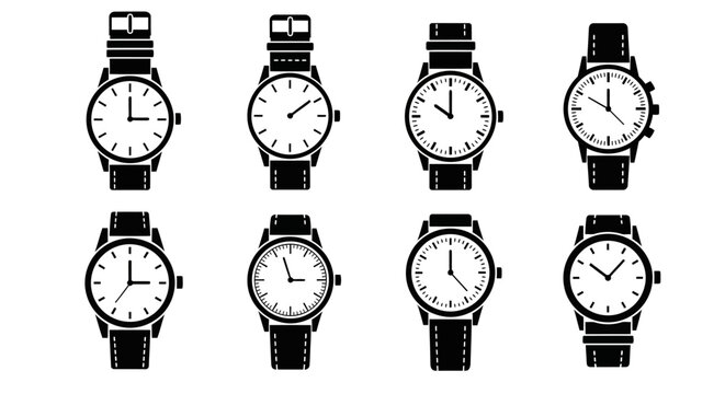 Collection of Wristwatch Icons - Various Designs and Styles