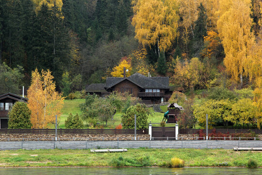 house in autumn forest