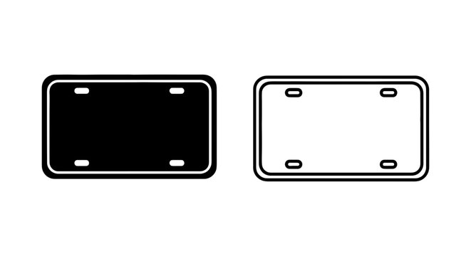Blank License Plates, Vehicle Identification Plates, Metal Tags, Transportation Icons