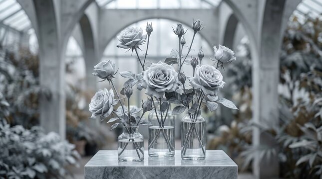 Modern rose stems and petals featuring flowers and buds for romantic design, botanical garden collection, high quality