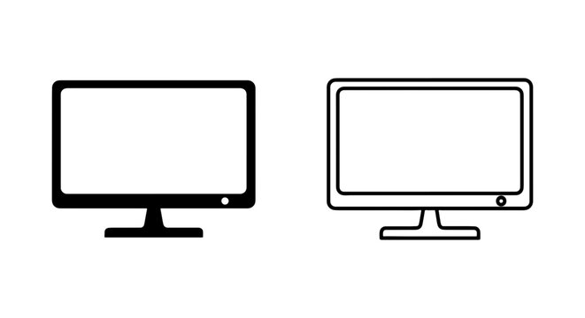 Computer Monitor Icons, Screen Display Vector Graphics, Digital Technology Symbols