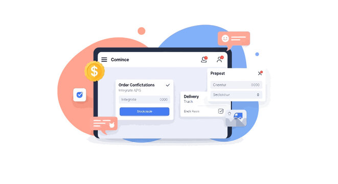 Online Payment and Digital Banking Interface Illustration