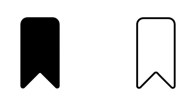 Bookmark icon, save symbol, black and white vector graphic, user interface element