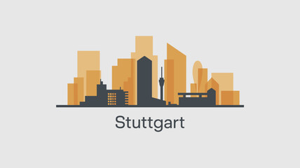 Fototapeta premium Minimal Stuttgart Germany Skyline Vector Illustration with Modern City Silhouette